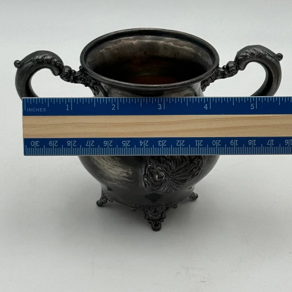 Antique Benedict Silver Co 919 Art Nouveau Silver Plate Sugar Bowl Floral 4.5in